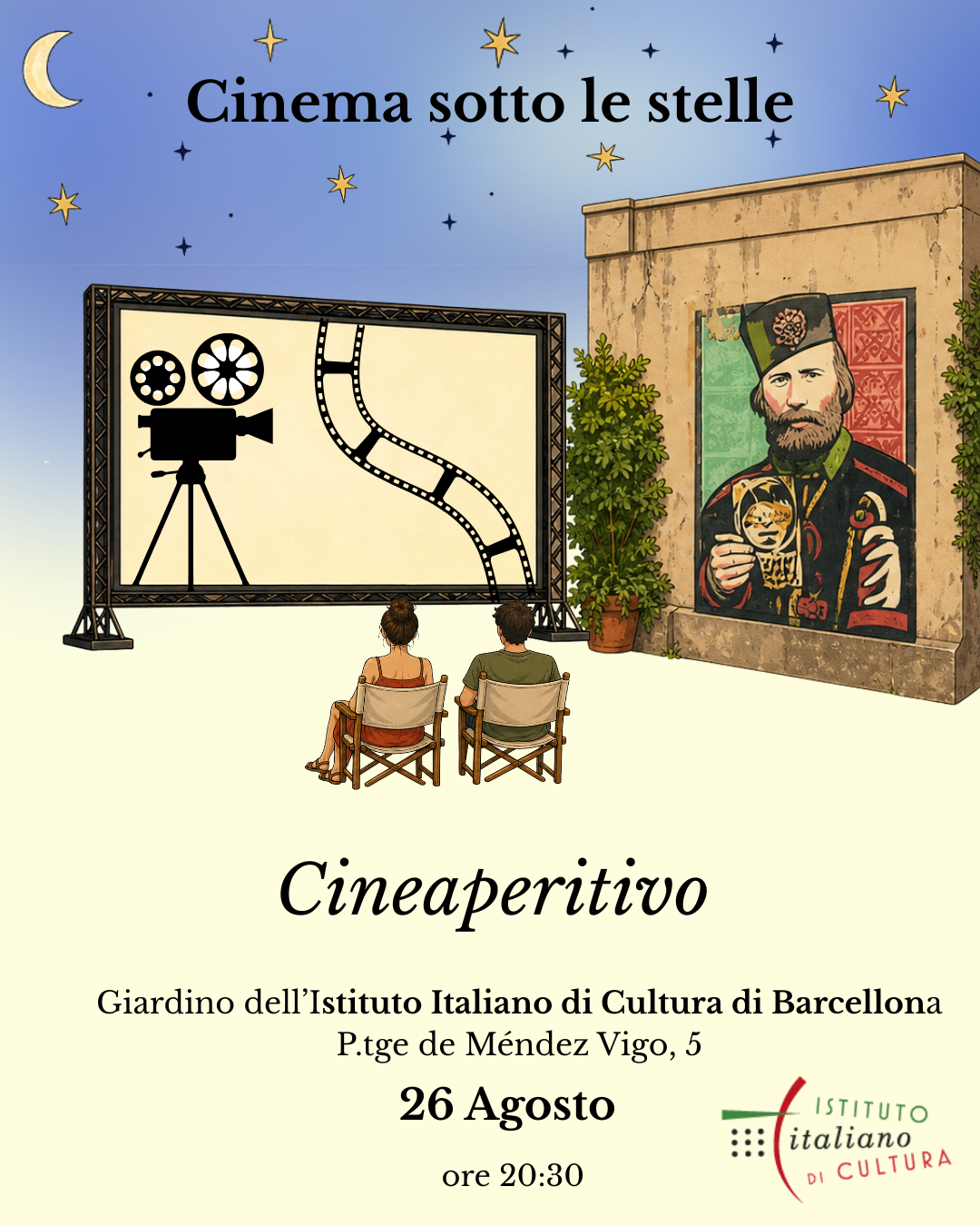 26 agosto - ore 20:30 | Cinema-aperitivo all’aperto,